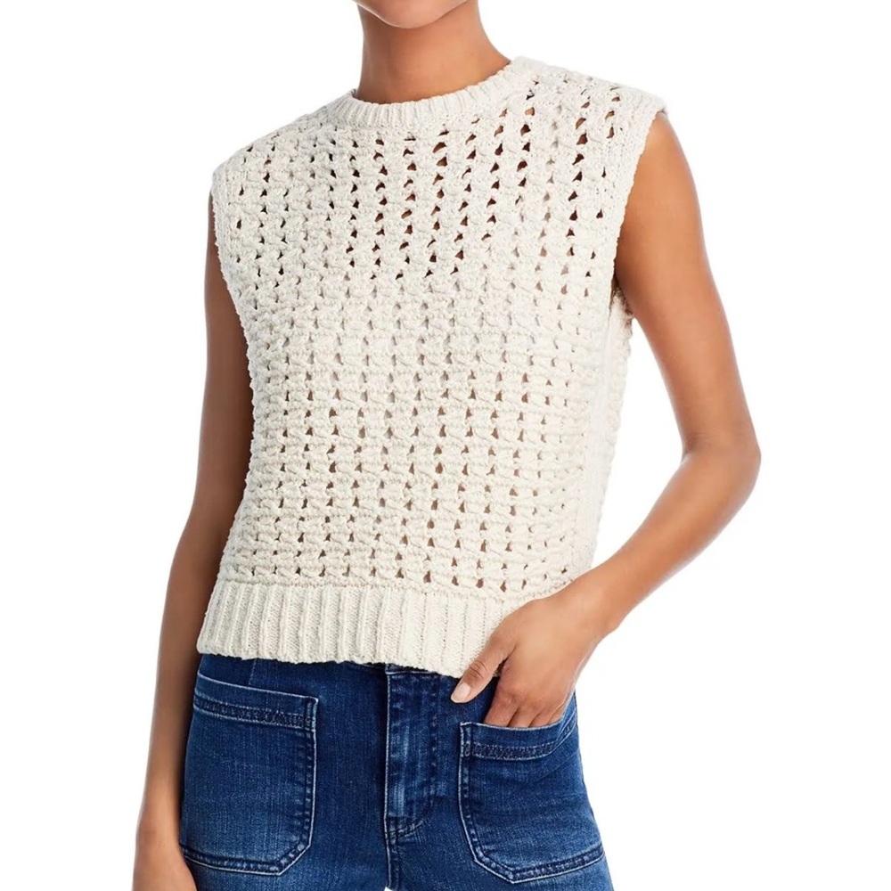 Frame Denim Cream Sleeveless Knit Top